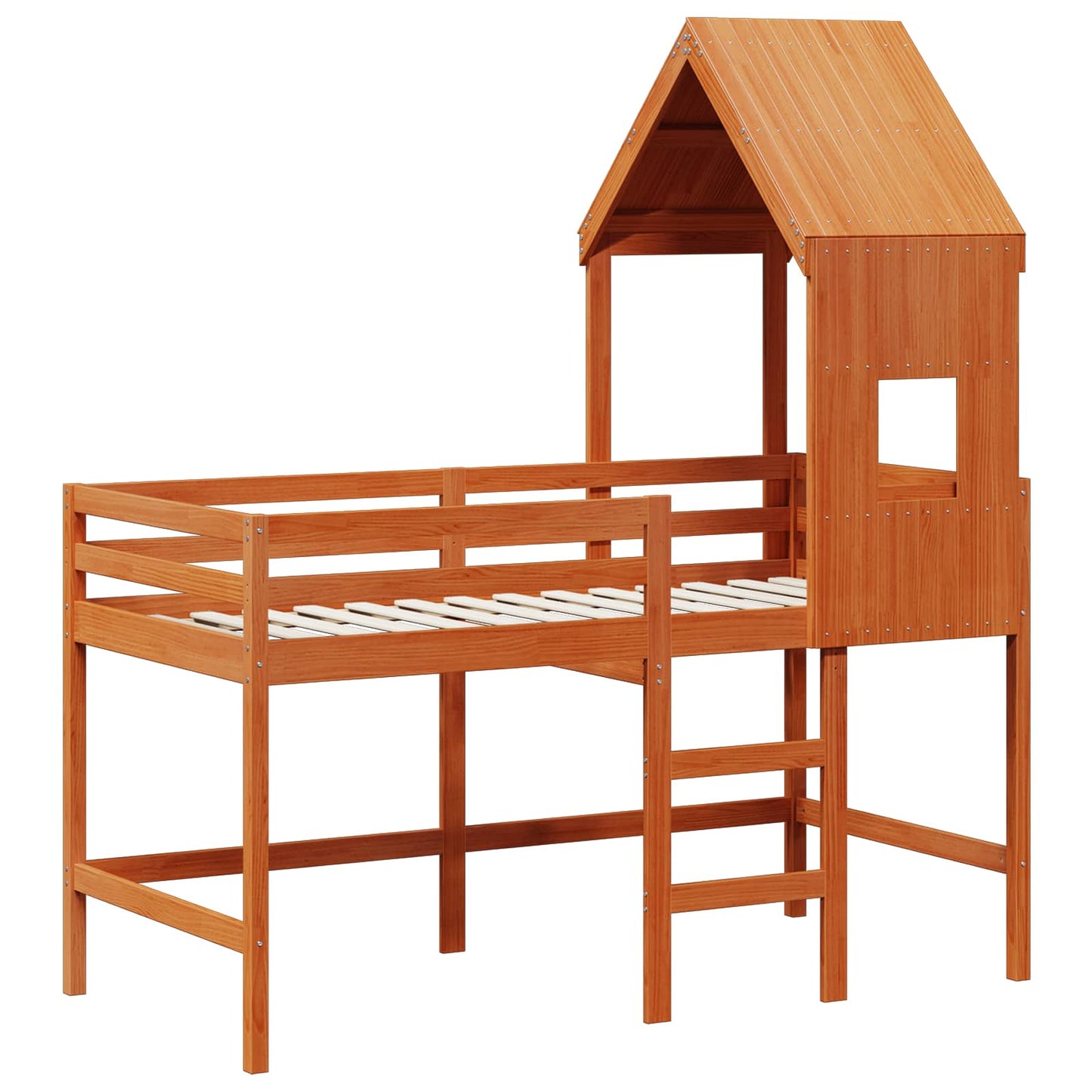 vidaXL Loft Bed Frame Wax Brown 90 x 190 cm Solid Pine Wood