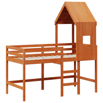 vidaXL Loft Bed Frame Wax Brown 90 x 190 cm Solid Pine Wood