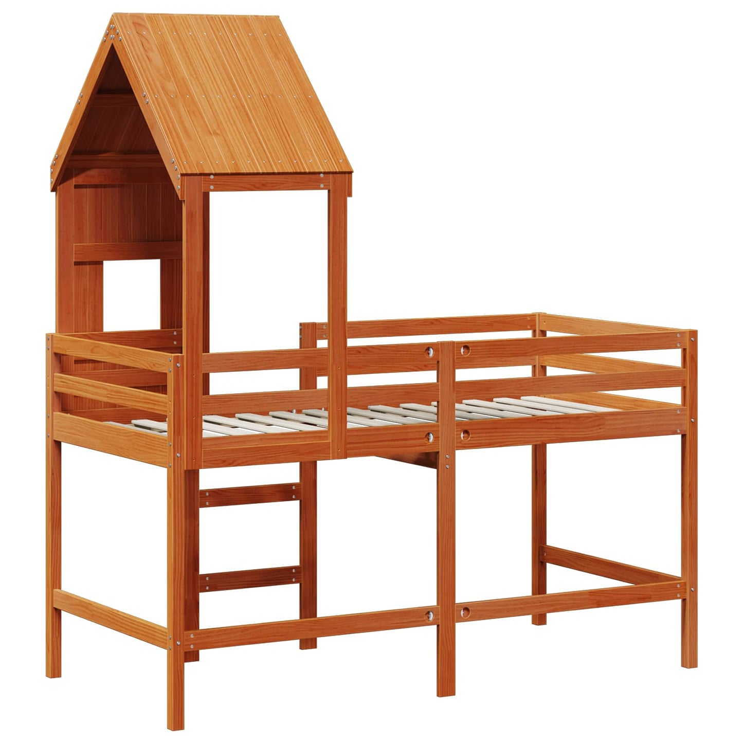 vidaXL Loft Bed Frame Wax Brown 90 x 190 cm Solid Pine Wood