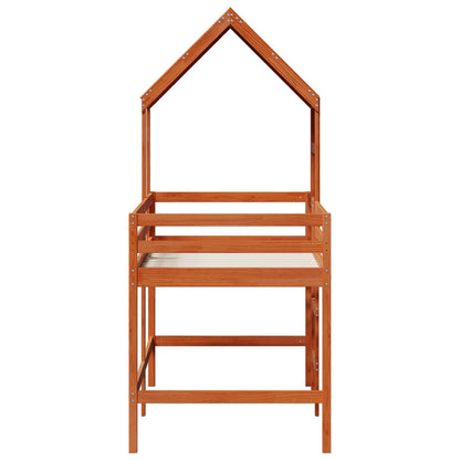 vidaXL Loft Bed Frame Wax Brown 90 x 190 cm Solid Pine Wood
