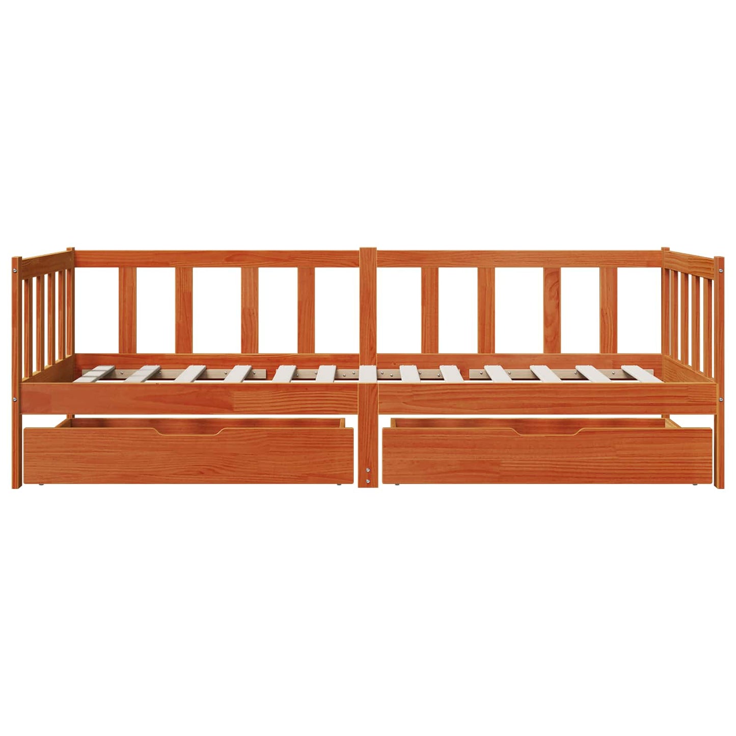 vidaXL Daybed with Drawer with Wheel 3 pcs Wax Brown Solid Pine Wood