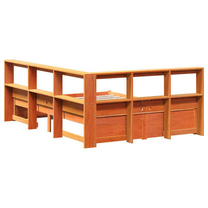 vidaXL Bookcase Bed 2 pcs Wax Brown 200 x 140 cm Solid Pine Wood