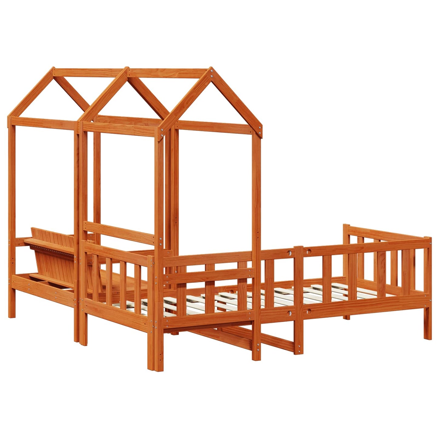 vidaXL Day Bed Set 3 pcs Wax Brown Solid Pine Wood