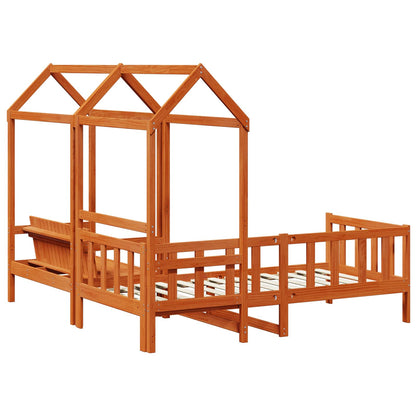 vidaXL Day Bed Set 3 pcs Wax Brown Solid Pine Wood