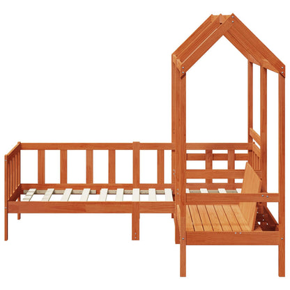 vidaXL Day Bed Set 3 pcs Wax Brown Solid Pine Wood