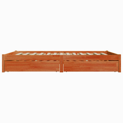 vidaXL Bed Frame with Drawer Wax Brown 150 x 200 cm Solid Pine Wood
