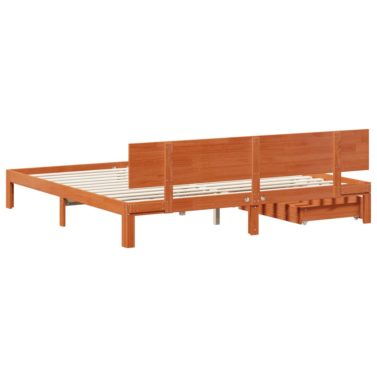 vidaXL Bed Frame with Headboard Wax Brown 180 x 200 cm Solid Pine Wood