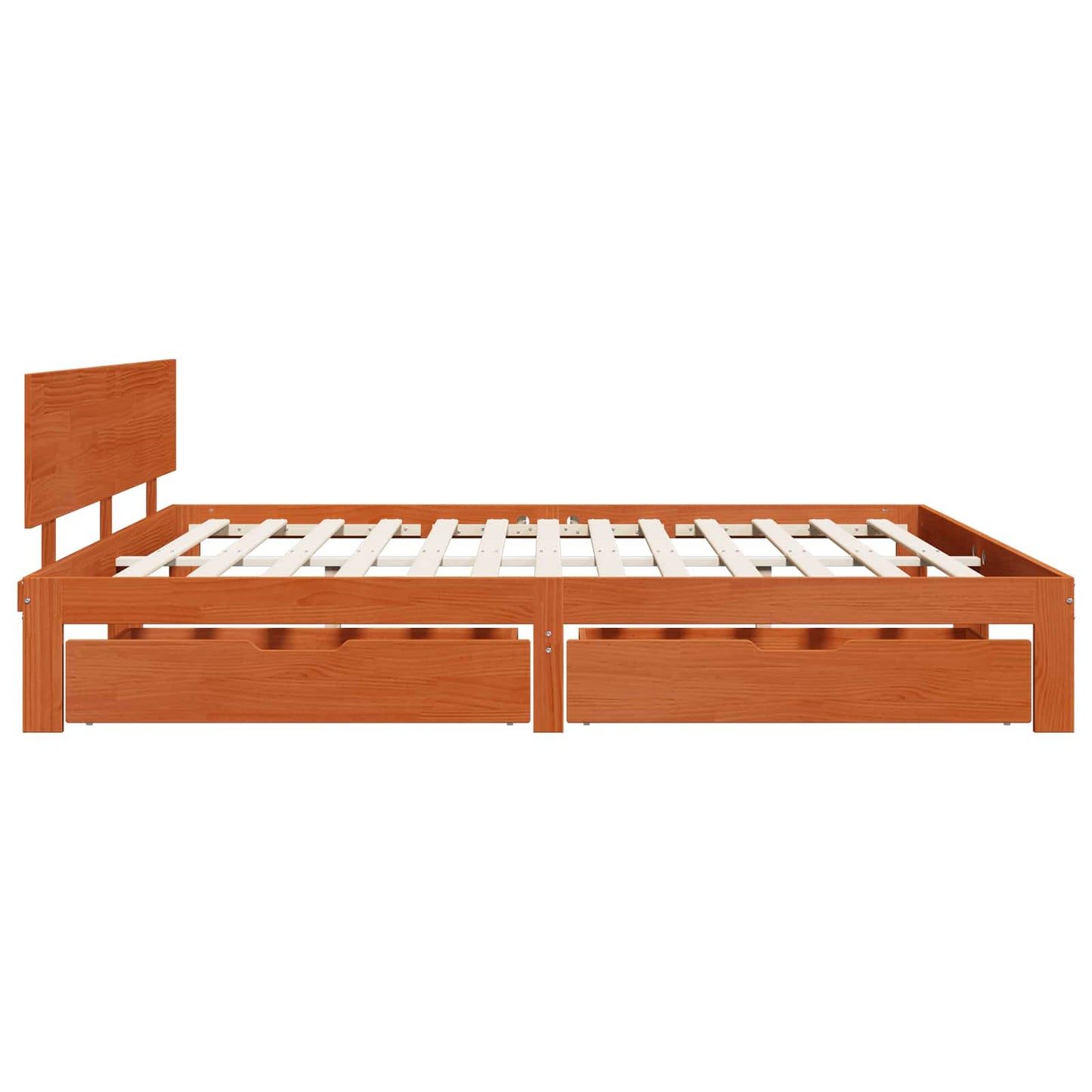 vidaXL Bed Frame with Headboard Wax Brown 180 x 200 cm Solid Pine Wood