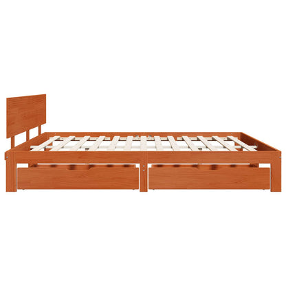 vidaXL Bed Frame with Headboard Wax Brown 180 x 200 cm Solid Pine Wood