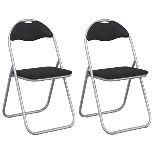 vidaXL Folding Chair 2 pcs Black and Grey 48 x 43.5 x 81 cm