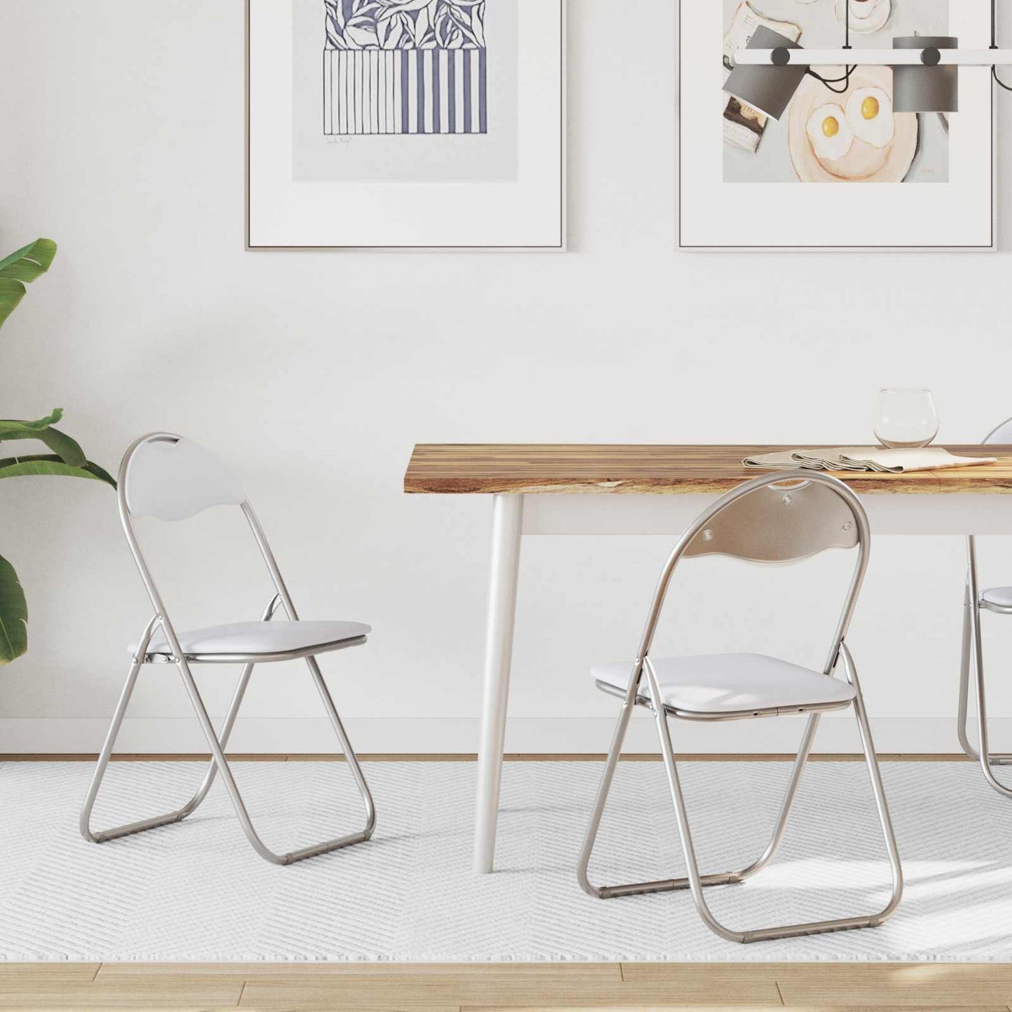 vidaXL Folding Chair 2 pcs White and Grey 48 x 43.5 x 81 cm