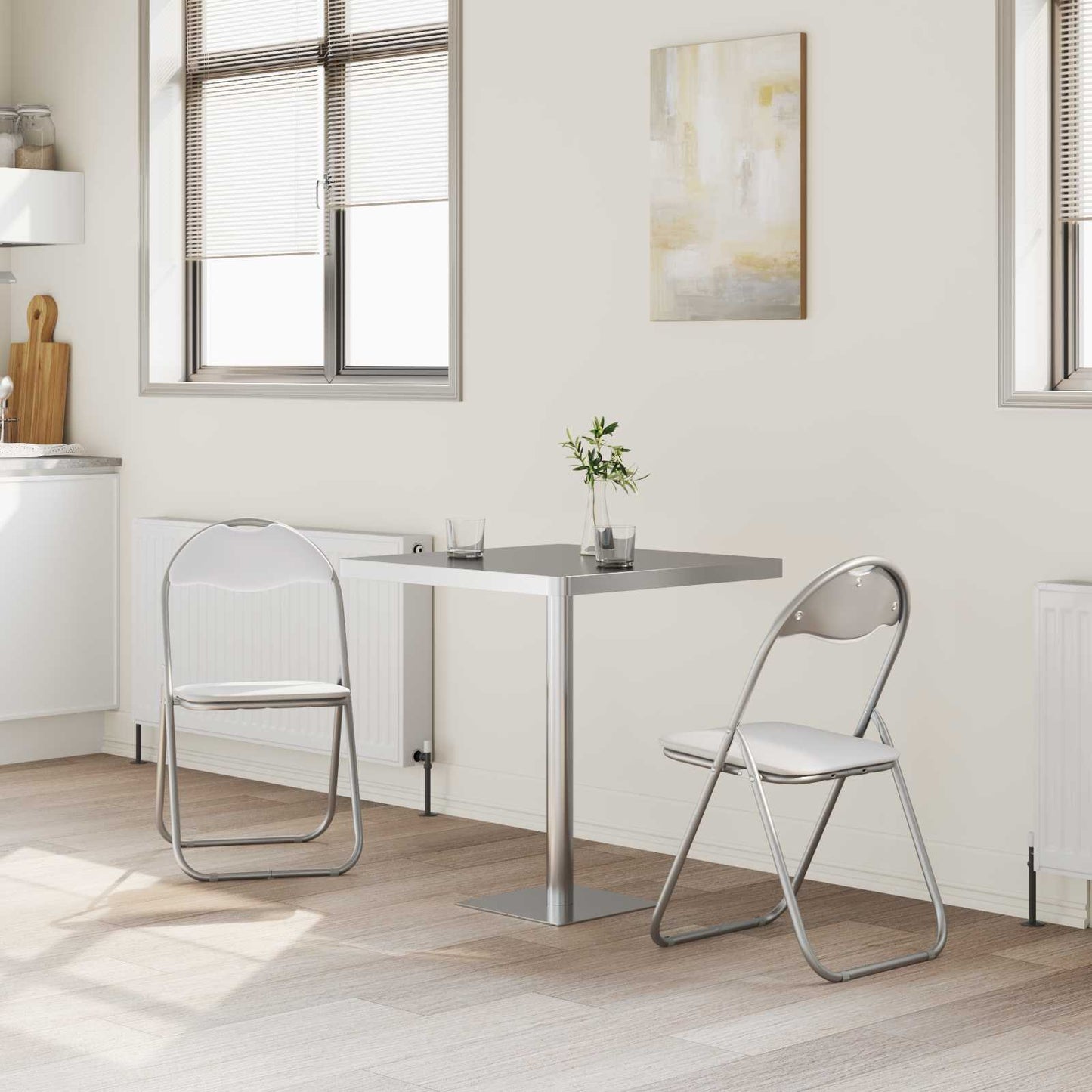 vidaXL Folding Chair 2 pcs White and Grey 48 x 43.5 x 81 cm