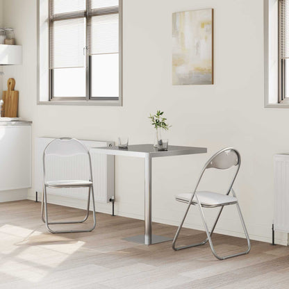 vidaXL Folding Chair 2 pcs White and Grey 48 x 43.5 x 81 cm