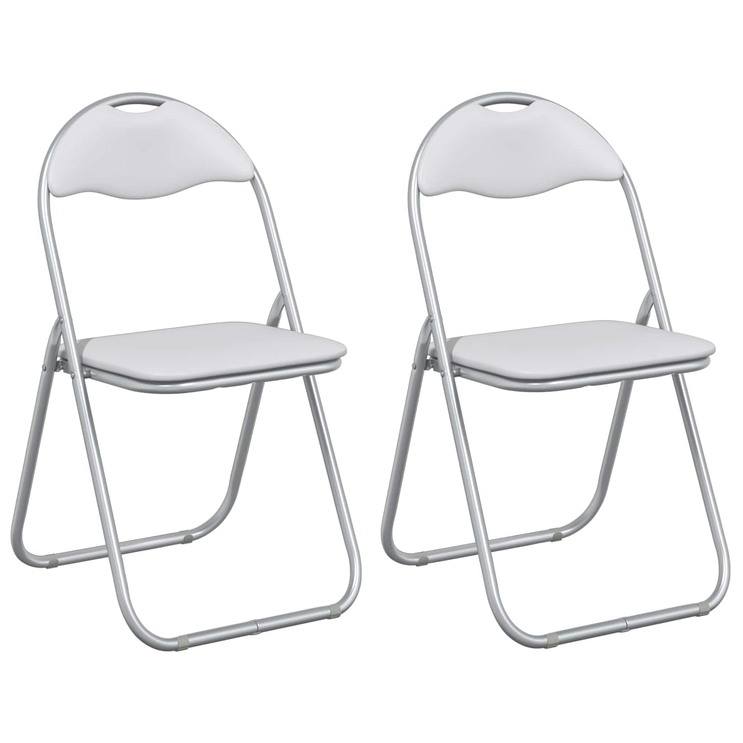 vidaXL Folding Chair 2 pcs White and Grey 48 x 43.5 x 81 cm