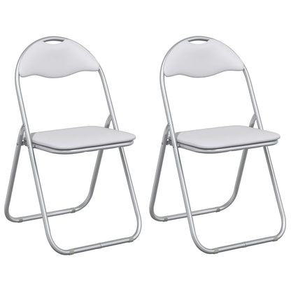 vidaXL Folding Chair 2 pcs White and Grey 48 x 43.5 x 81 cm