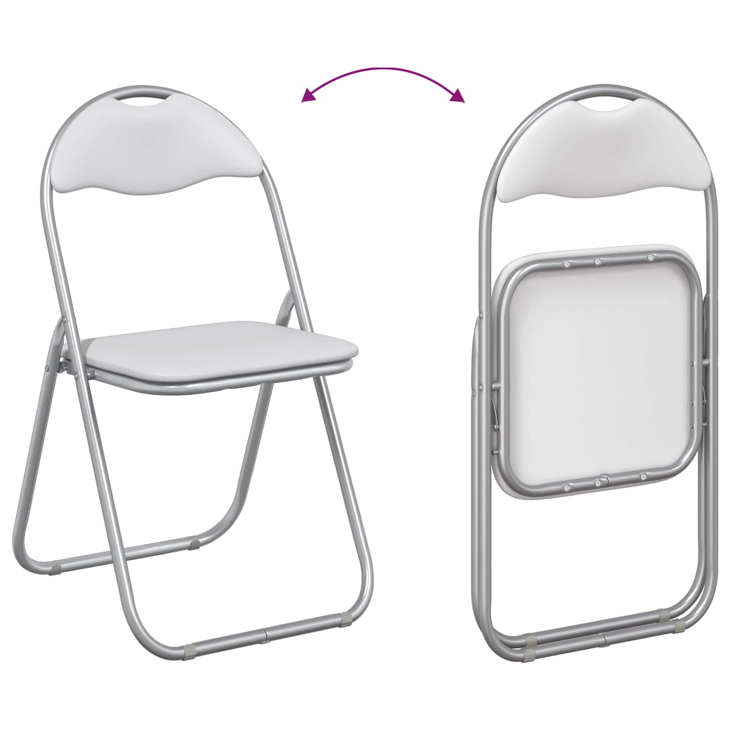 vidaXL Folding Chair 2 pcs White and Grey 48 x 43.5 x 81 cm