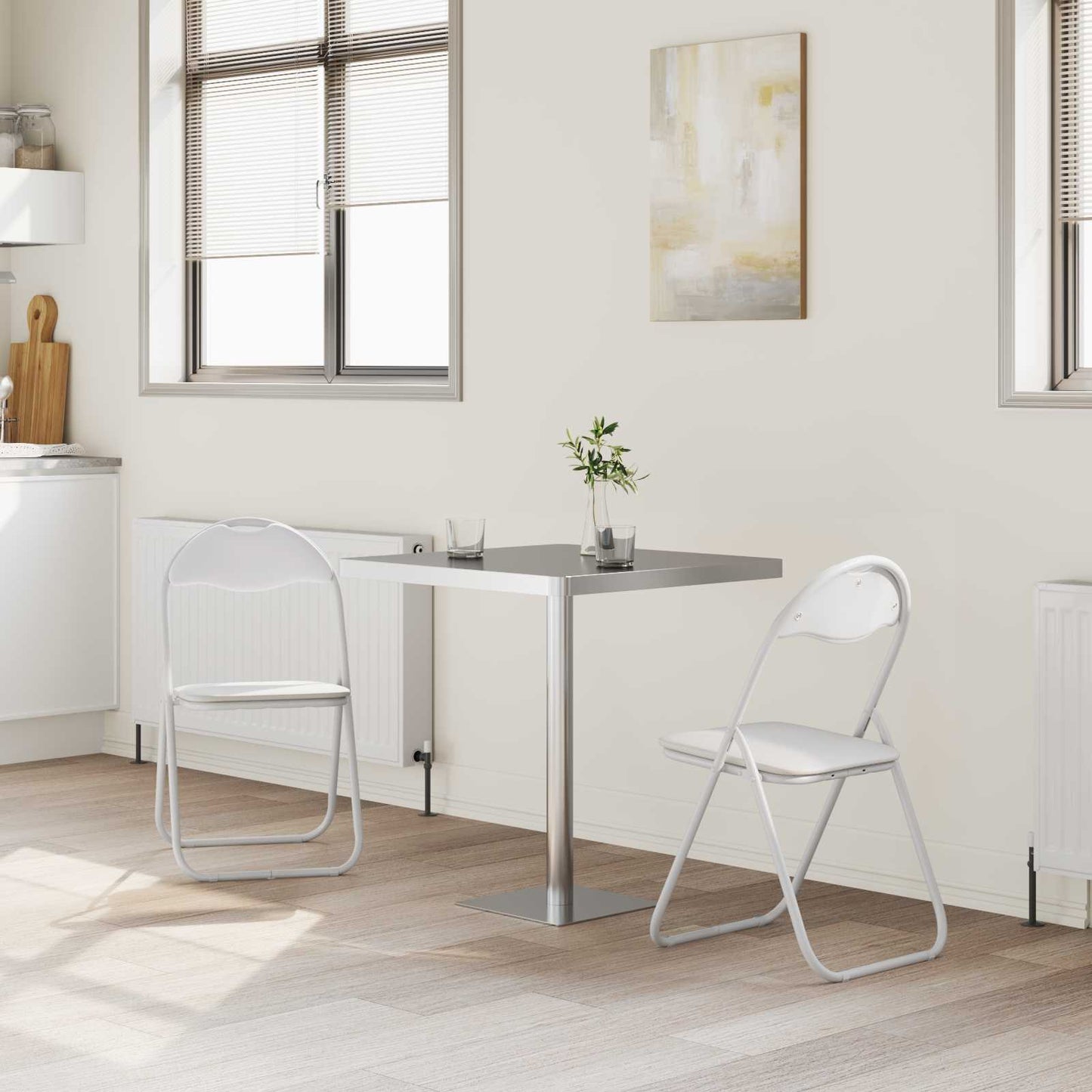 vidaXL Folding Chair 2 pcs White and Grey 48 x 43.5 x 81 cm