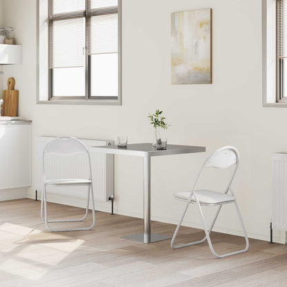 vidaXL Folding Chair 2 pcs White and Grey 48 x 43.5 x 81 cm