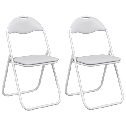 vidaXL Folding Chair 2 pcs White and Grey 48 x 43.5 x 81 cm