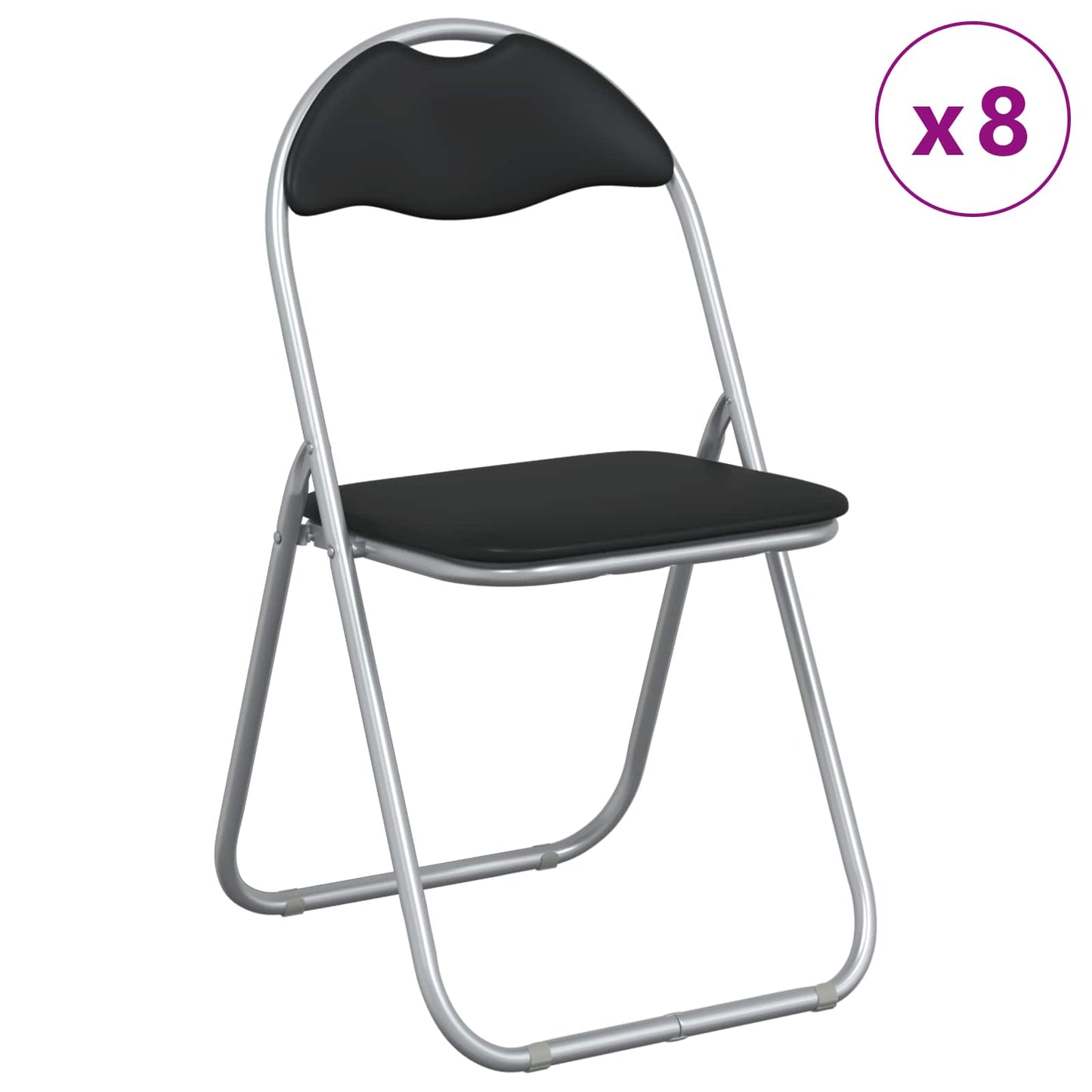 vidaXL Folding Chair 8 pcs Black and Grey 48 x 43.5 x 81 cm