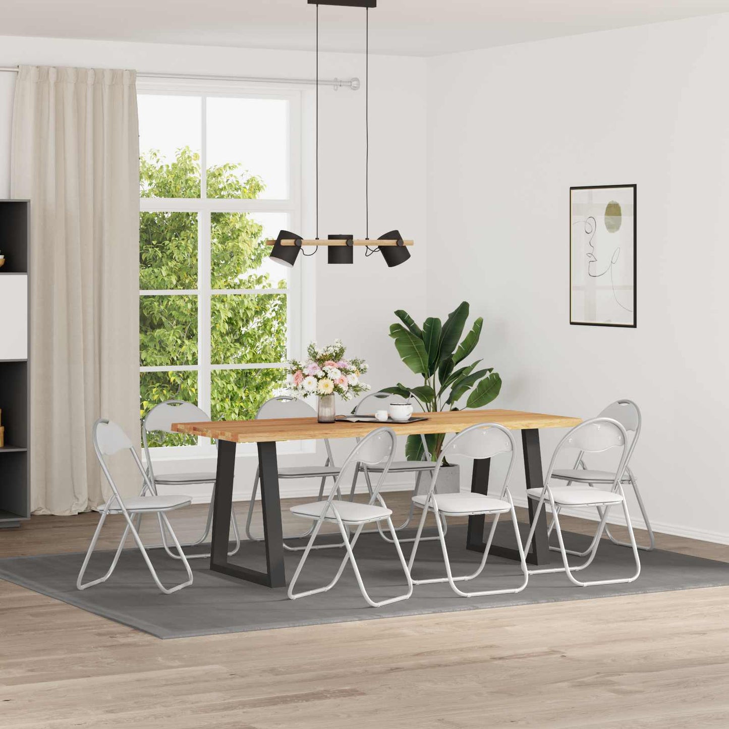 vidaXL Folding Chair 8 pcs White and Grey 48 x 43.5 x 81 cm