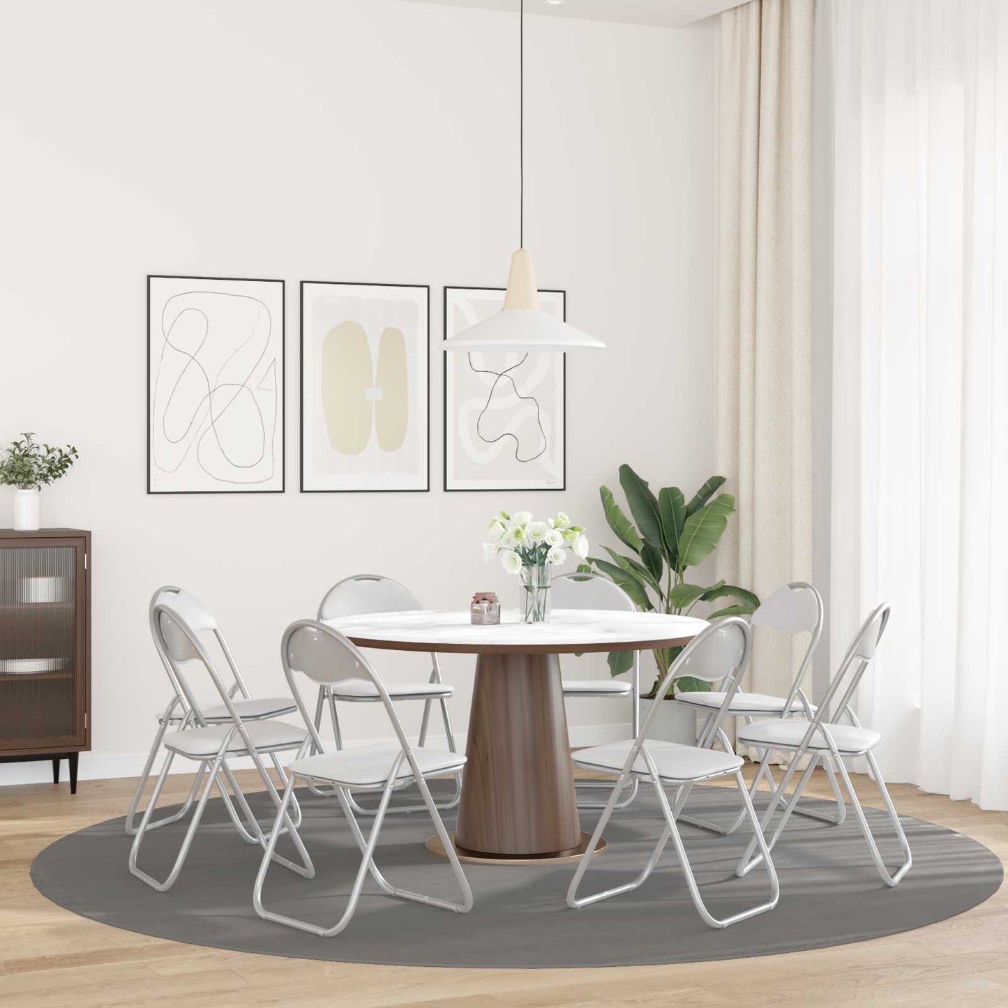 vidaXL Folding Chair 8 pcs White and Grey 48 x 43.5 x 81 cm