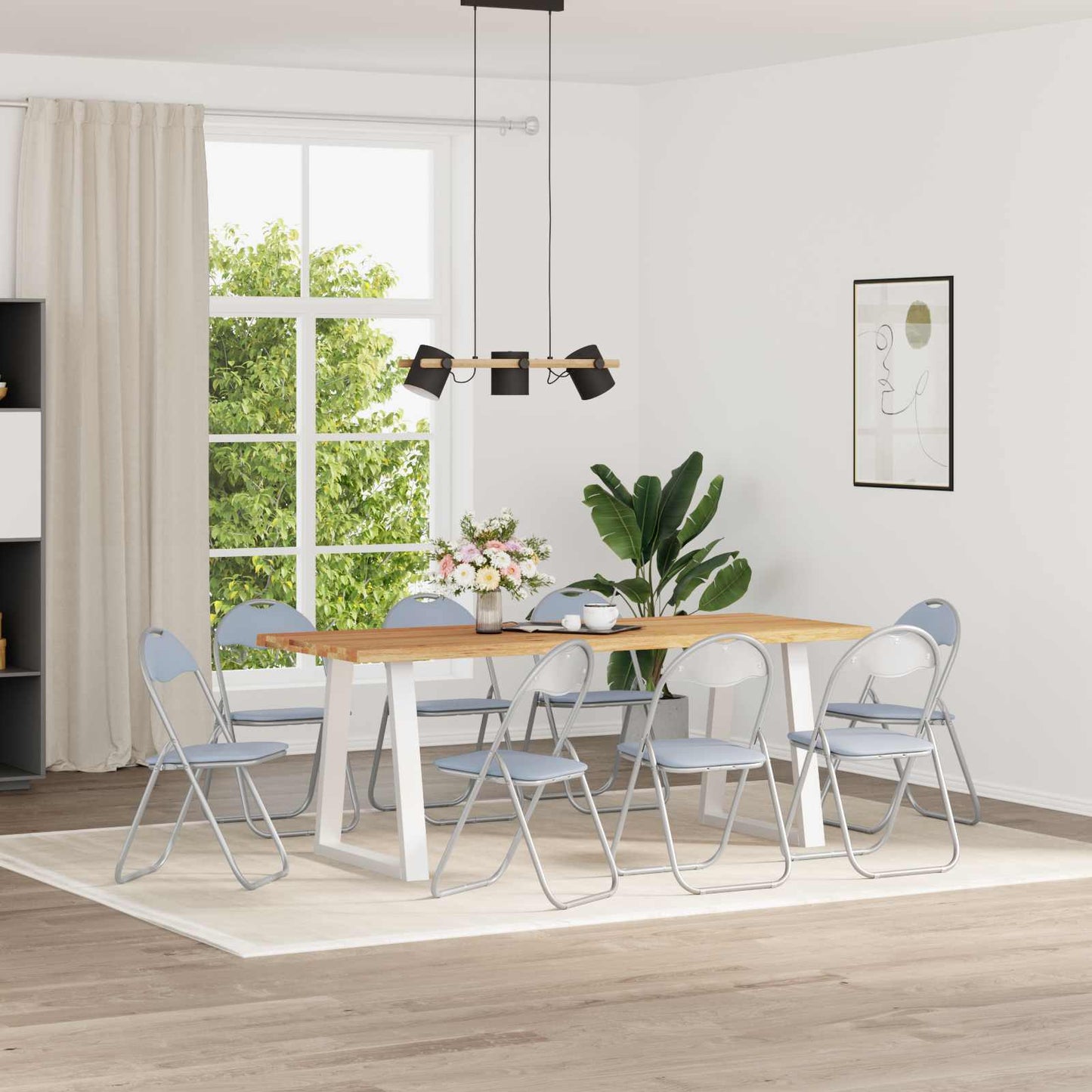 vidaXL Folding Chair 8 pcs Grey 48 x 43.5 x 81 cm Faux Leather