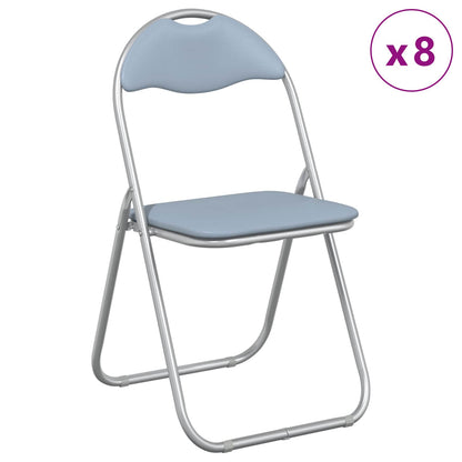 vidaXL Folding Chair 8 pcs Grey 48 x 43.5 x 81 cm Faux Leather