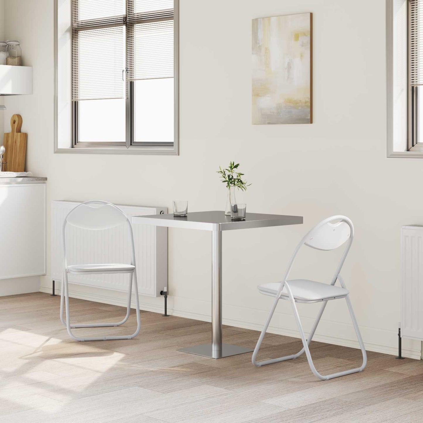 vidaXL Folding Chair 2 pcs White 48 x 43.5 x 81 cm Faux Leather