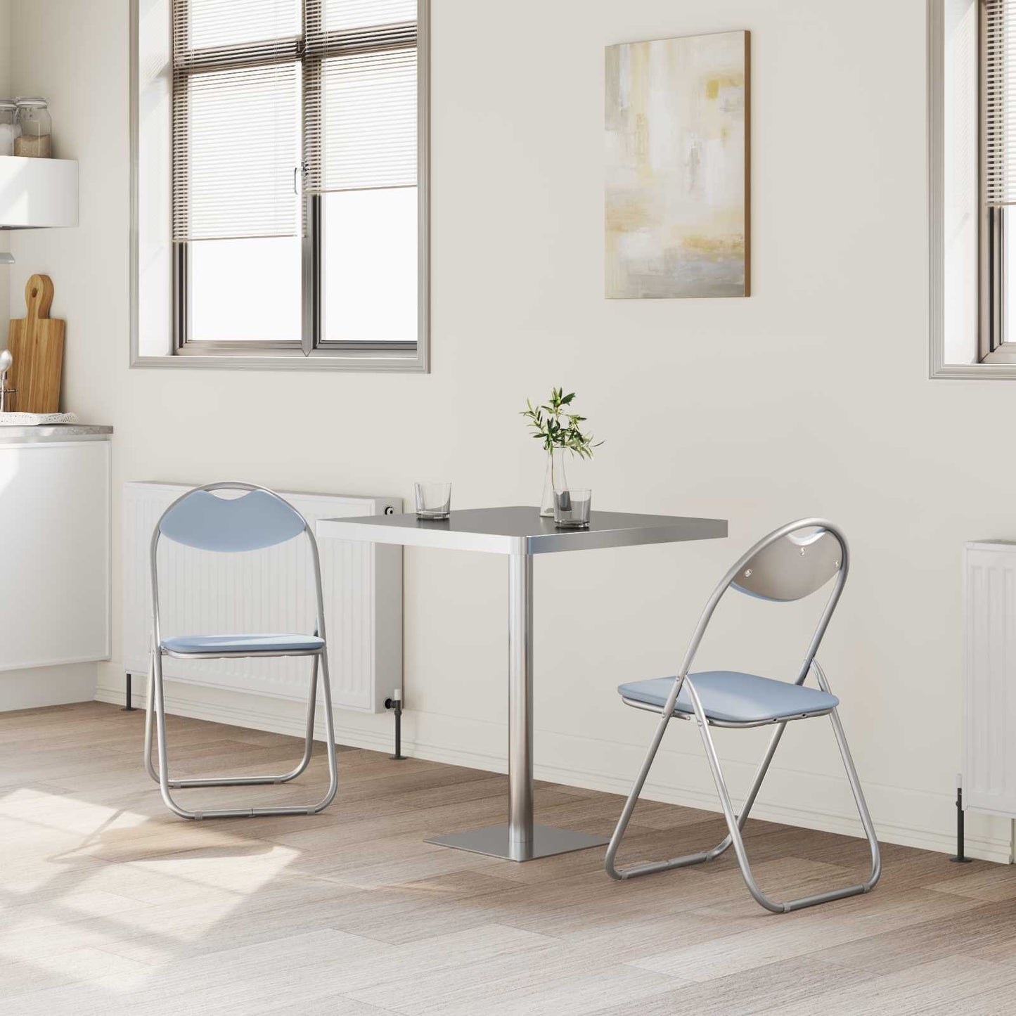 vidaXL Folding Chair 2 pcs Grey 48 x 43.5 x 81 cm Faux Leather