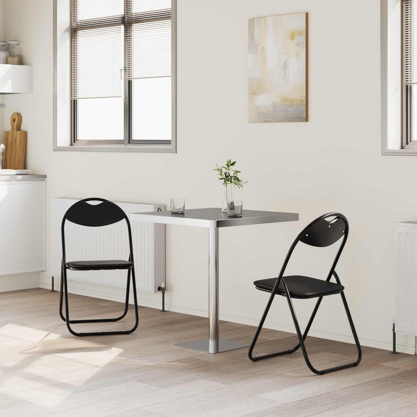 vidaXL Folding Chair 2 pcs Black 48 x 43.5 x 81 cm Faux Leather