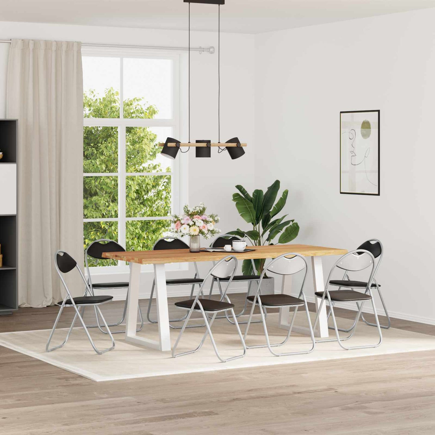 vidaXL Folding Chair 8 pcs Black and Grey 48 x 43.5 x 81 cm