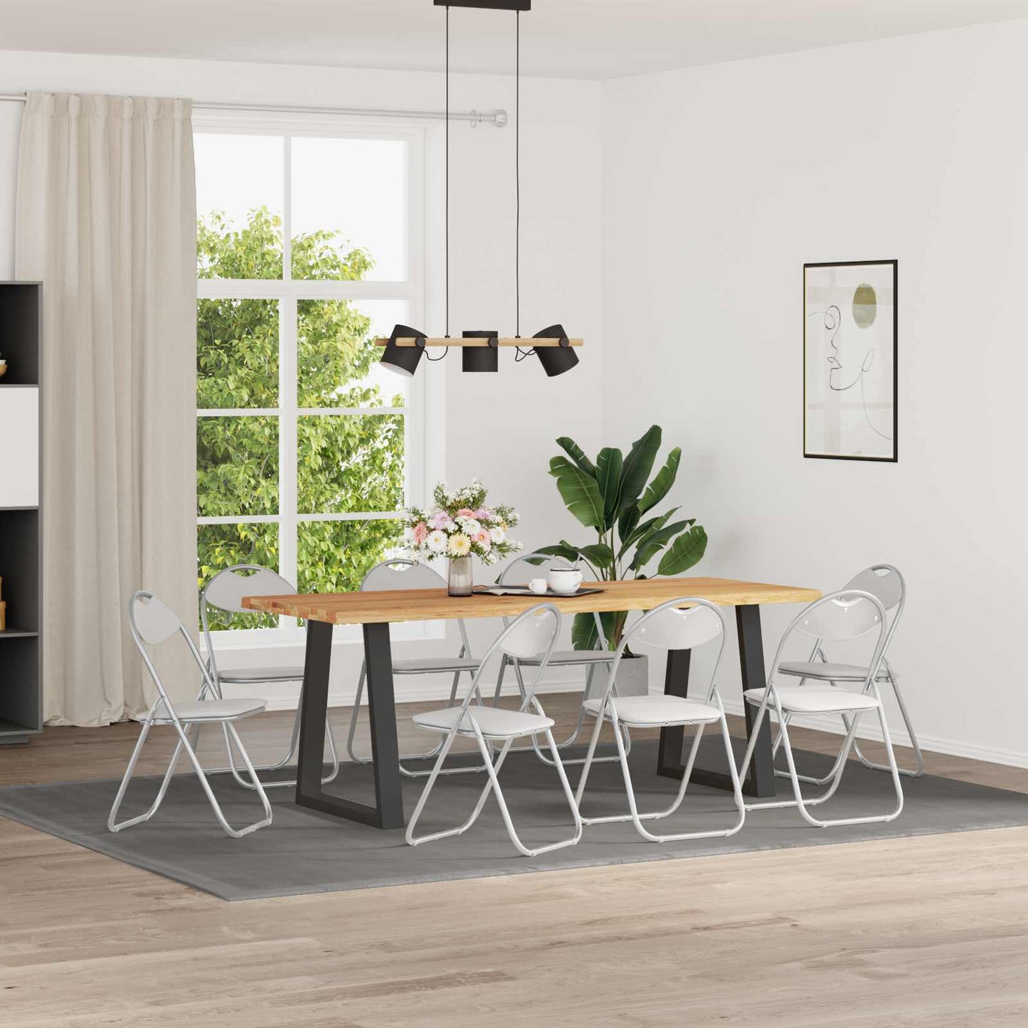 vidaXL Folding Chair 8 pcs White and Grey 48 x 43.5 x 81 cm