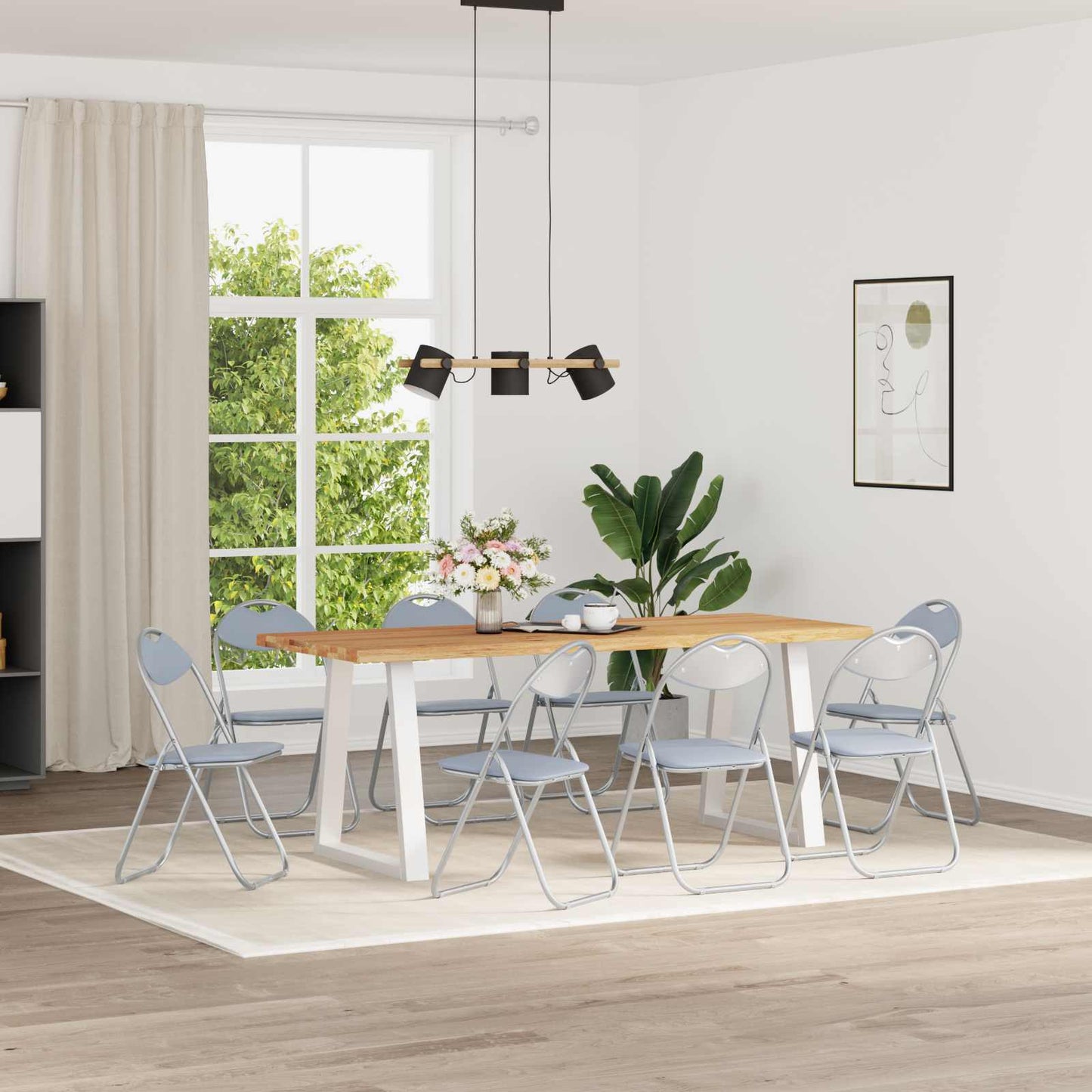 vidaXL Folding Chair 8 pcs Grey 48 x 43.5 x 81 cm Faux Leather