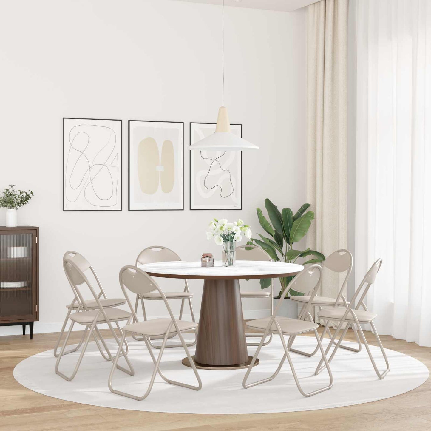 vidaXL Folding Chair 8 pcs Sand 48 x 43.5 x 81 cm Faux Leather