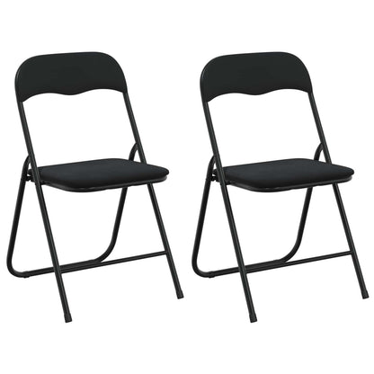 vidaXL Folding Chair 2 pcs Black 48 x 44 x 78 cm Velvet