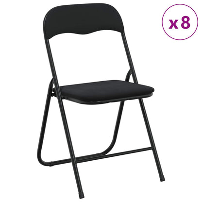 vidaXL Folding Chair 8 pcs Black 48 x 44 x 78 cm Velvet