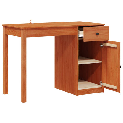 vidaXL Desk with Drawer Wax Brown 100 x 50 x 74 cm Solid Pine Wood