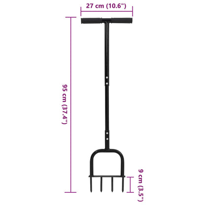 vidaXL Lawn Aerator Tool Black 95 x 27 cm Plastic