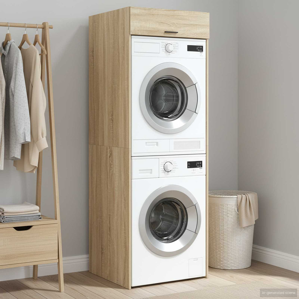 vidaXL Wash Machine Cabinet with Storage Sonoma Oak 67.5 x 68 x 200 cm