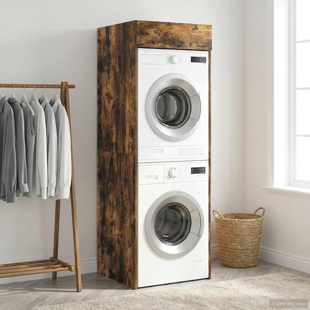 vidaXL Wash Machine Cabinet with Storage Smoked Oak 67.5 x 68 x 200 cm
