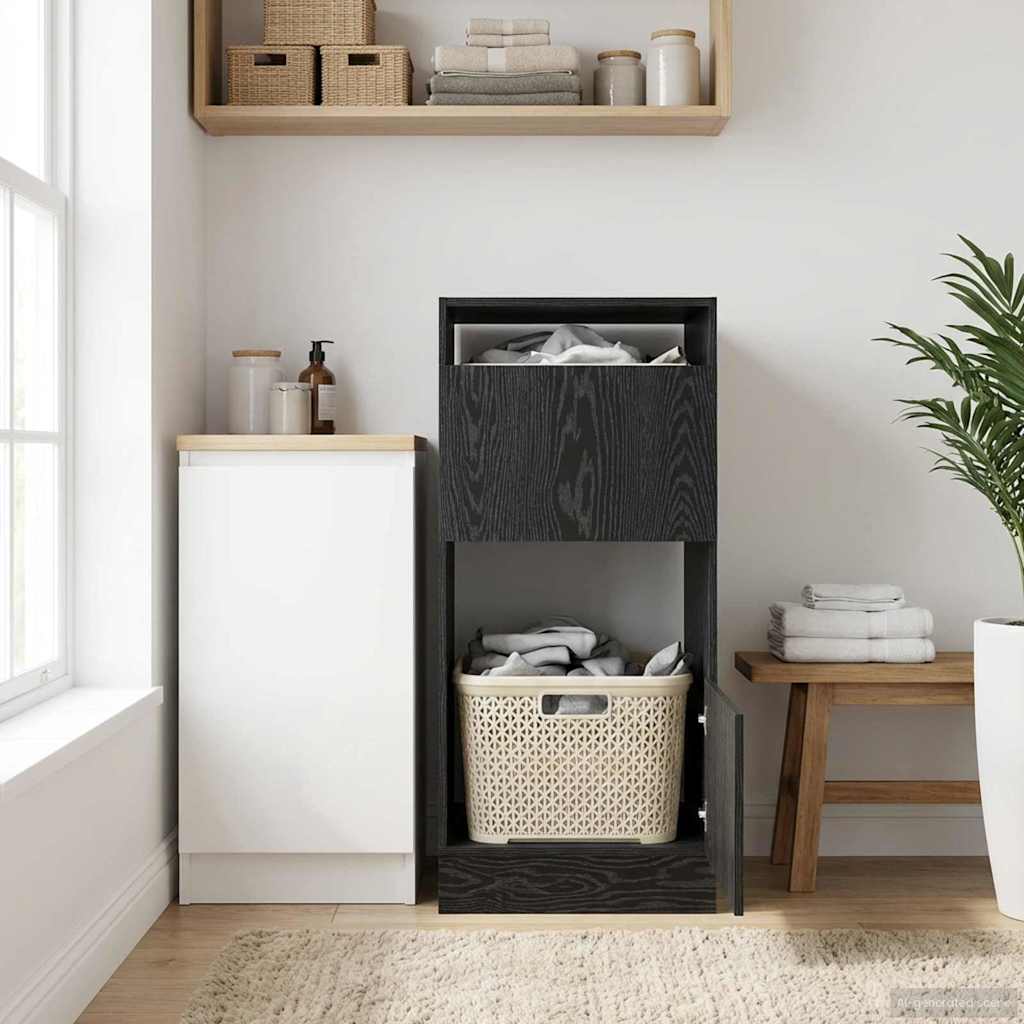 vidaXL Laundry Cabinet Black Oak 50 x 68 x 102 cm Engineered wood