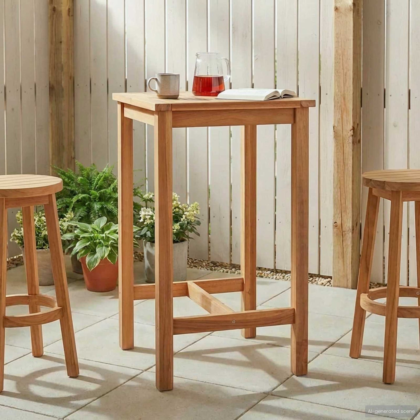 vidaXL Bar Table Natural 60 x 60 x 105 cm Solid-Teak