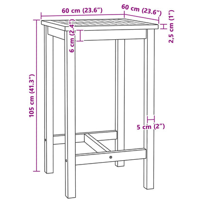 vidaXL Bar Table Natural 60 x 60 x 105 cm Solid-Teak