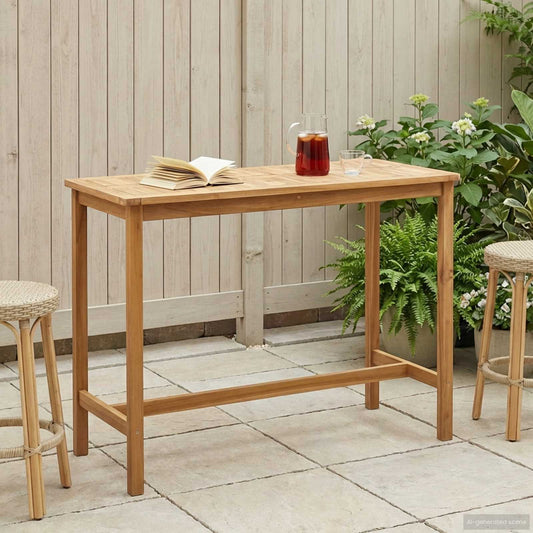 vidaXL Bar Table Natural 150 x 75 x 105 cm Solid Teak Wood