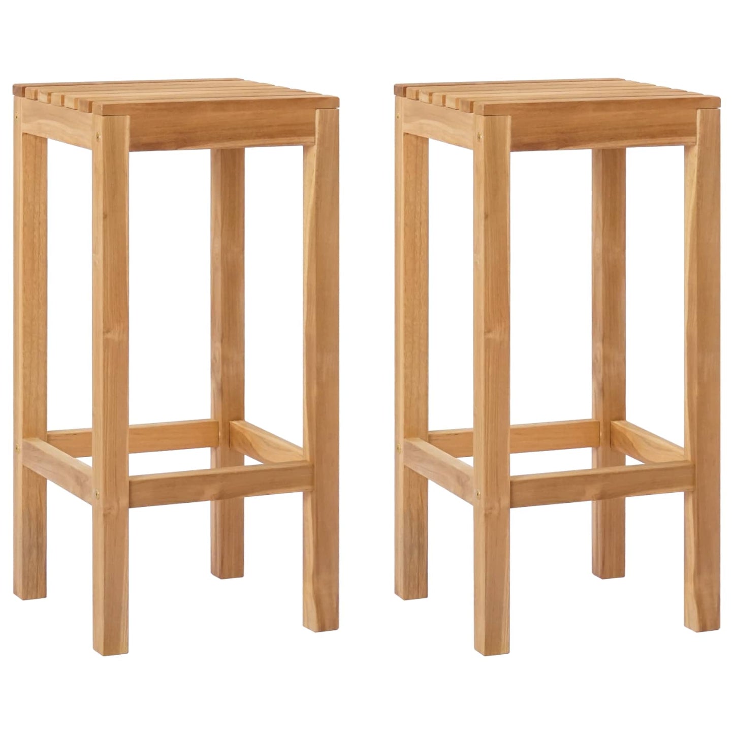 vidaXL Bar Stool 2 pcs Natural Solid Teak Wood