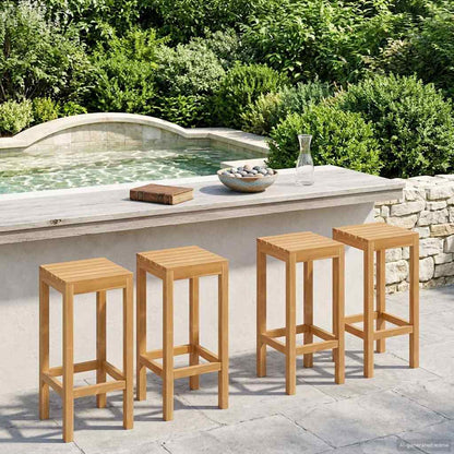vidaXL Bar Stool 4 pcs Natural Solid Teak Wood