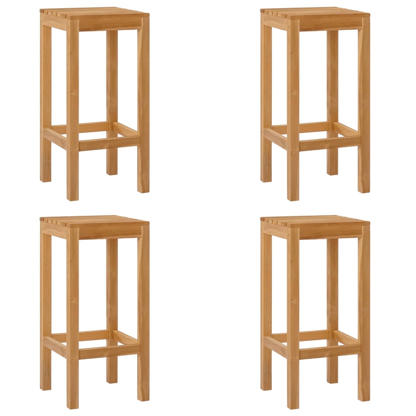 vidaXL Bar Stool 4 pcs Natural Solid Teak Wood