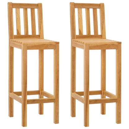 vidaXL Bar Stool 2 pcs Natural Solid Teak Wood