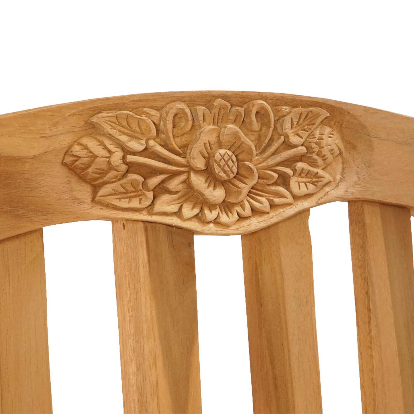 vidaXL Handcarved Rose Chair 2 pcs Natural Solid Teak Wood